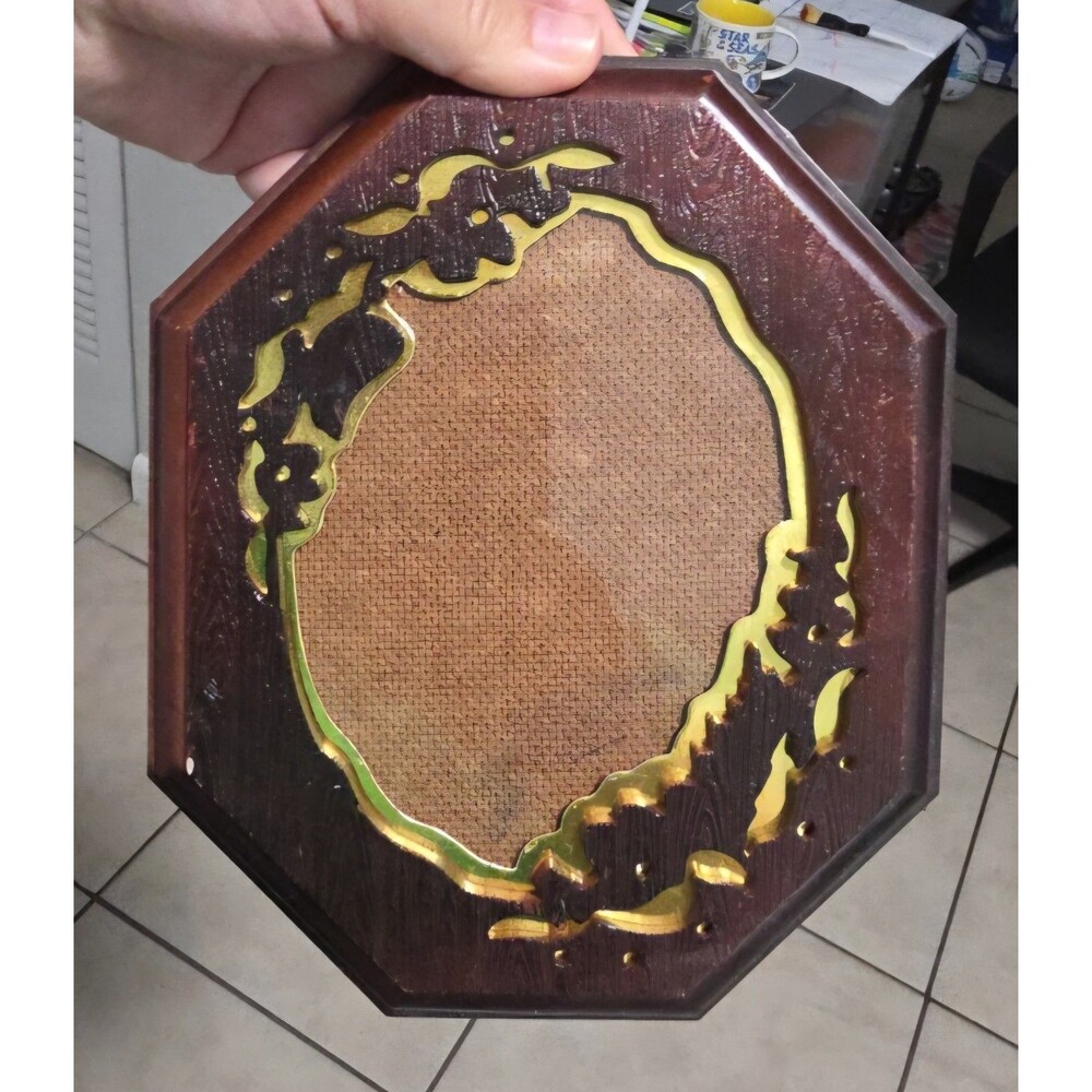 Vintage Ornate Picture Frame Faux Wood HL British Registered Design Octagon 4x5